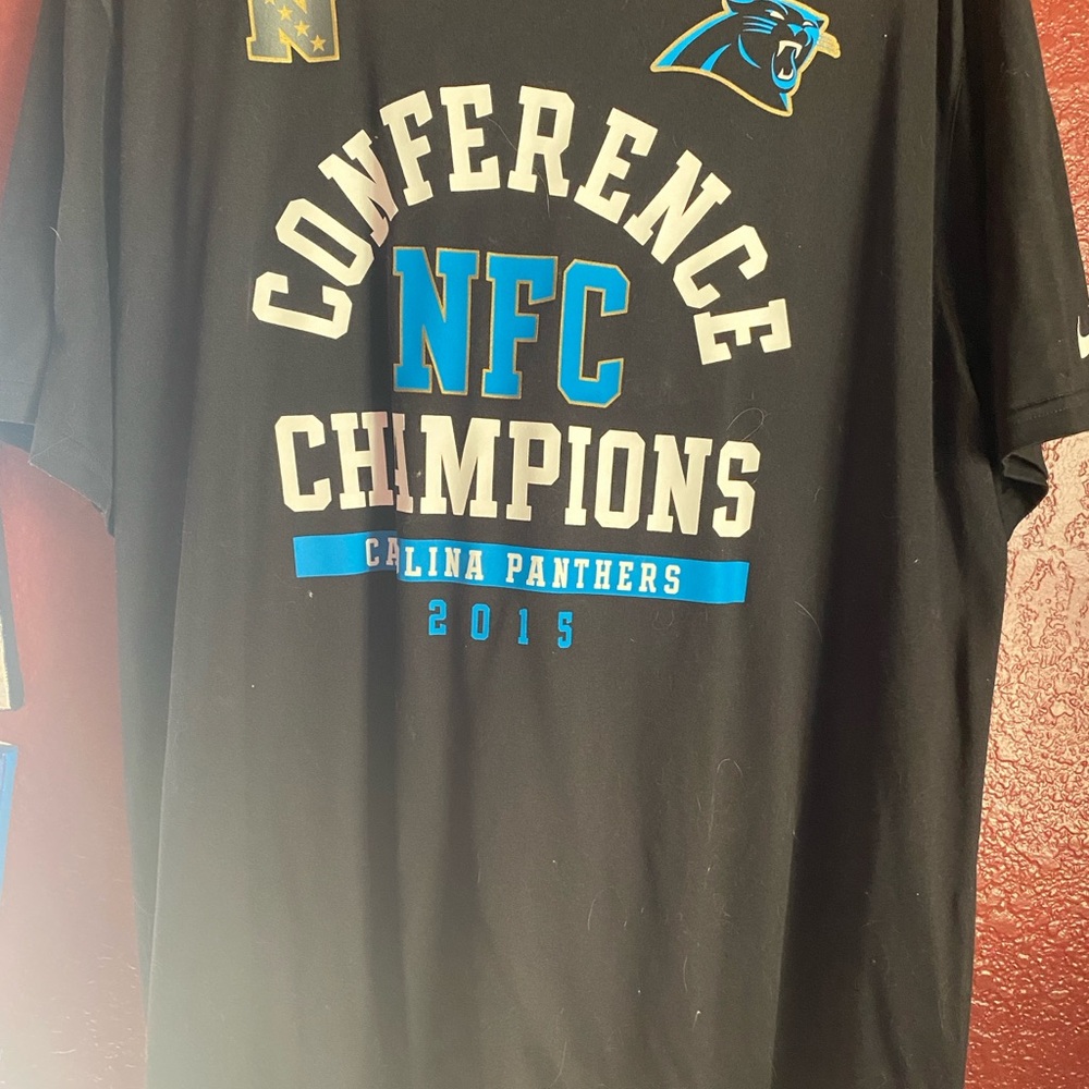 Carolina Panthers 2015 Championship Black Tshirt Size XXL